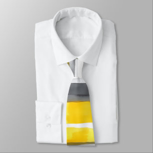 Watercolor Yellow Grey White Striped Neck Tie