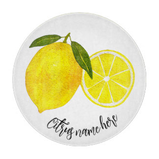 Watercolor Yellow Lemon Cutting Board
