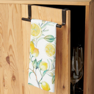 Watercolor Yellow Lemon Tea Towel