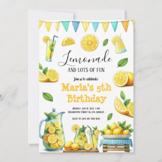 Watercolor Yellow Lemonade Birthday Party Invitati Invitation