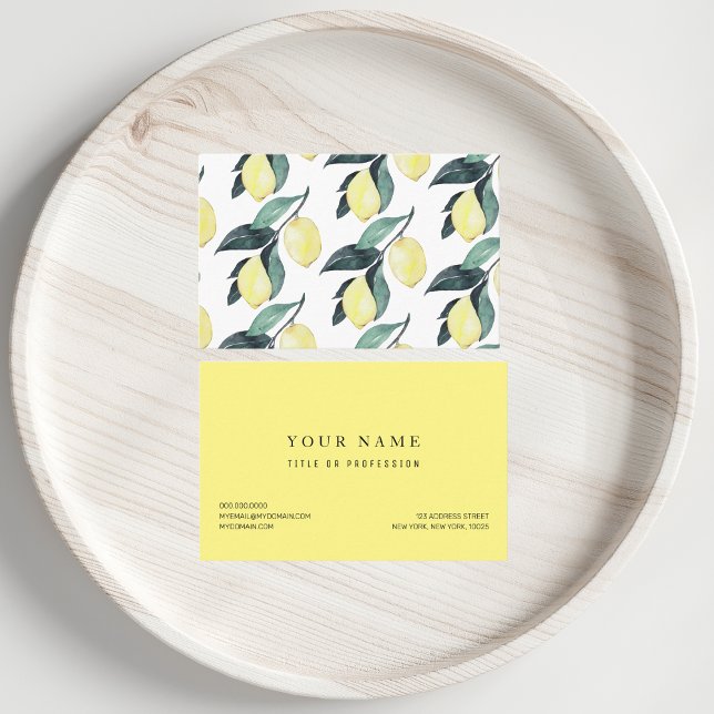 Watercolor Yellow Lemons Seamless Pattern Business Card (Creator Uploaded)