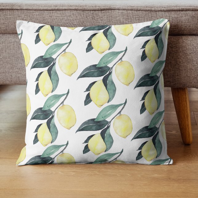 Watercolor Yellow Lemons Seamless Pattern Cushion (Creator Uploaded)