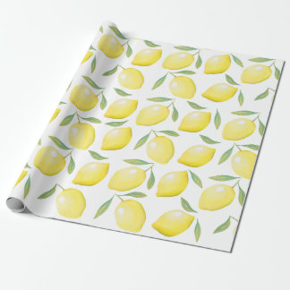 Watercolor Yellow Lemons Wrapping Paper