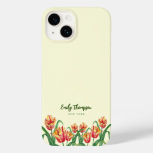 Watercolor Yellow Parrot Tulips Floral Art Case-Mate iPhone 14 Case