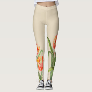 Watercolor Yellow Parrot Tulips Floral Art Leggings