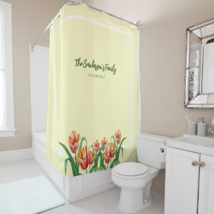 Watercolor Yellow Parrot Tulips Floral Art Shower Curtain