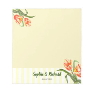 Watercolor Yellow Parrot Tulips Floral Art Wedding Notepad