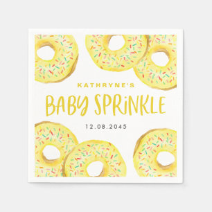 Watercolor Yellow Sprinkle Doughnuts Baby Sprinkle Napkin