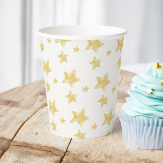 Watercolor Yellow Stars Baby Shower  Paper Cups