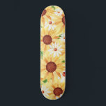 Watercolor  Yellow Sunflower and Daisy Skateboard<br><div class="desc">watercolor happy yellow sunflowers and daisy pattern</div>