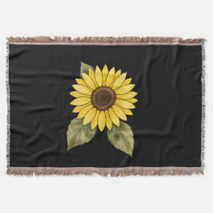 Watercolor yellow sunflower blanket