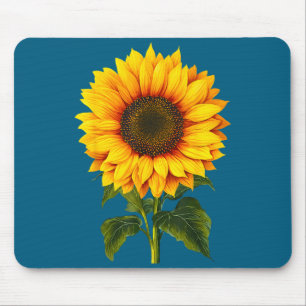 Watercolor yellow sunflower botanical garden summe mouse pad