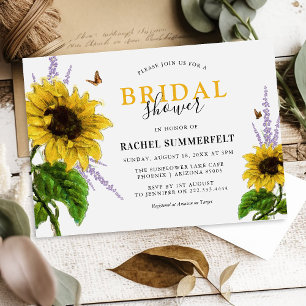 Watercolor Yellow Sunflower Bridal Shower Invitation
