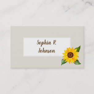 Watercolor Yellow Sunflower Business Card