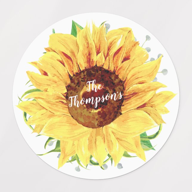 Watercolor Yellow Sunflower Flower Personalised (Design 1)