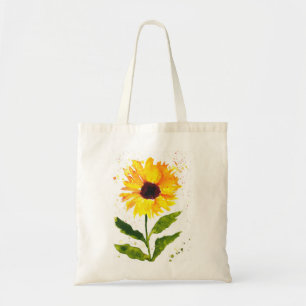 Watercolor yellow sunflower watercolor flowers tote bag