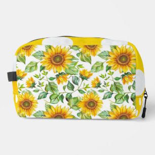 WATERCOLOR YELLOW SUNFLOWERS AND GREEN LEAVES DOPP KIT