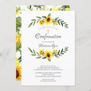 Watercolor Yellow Sunflowers Confirmation Invitation