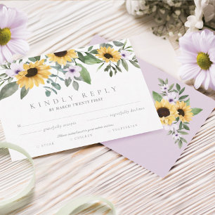 Watercolor Yellow Sunflowers & Purple Flowers RSVP
