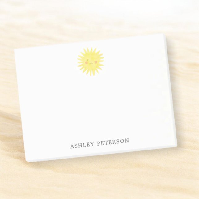 Watercolor Yellow Sunshine Personalised Post-it Notes (Creator Uploaded)