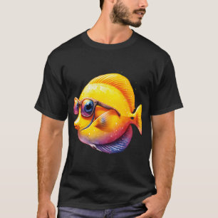 Watercolor Yellow Tang Fish Wearing Sunglasses T-Shirt