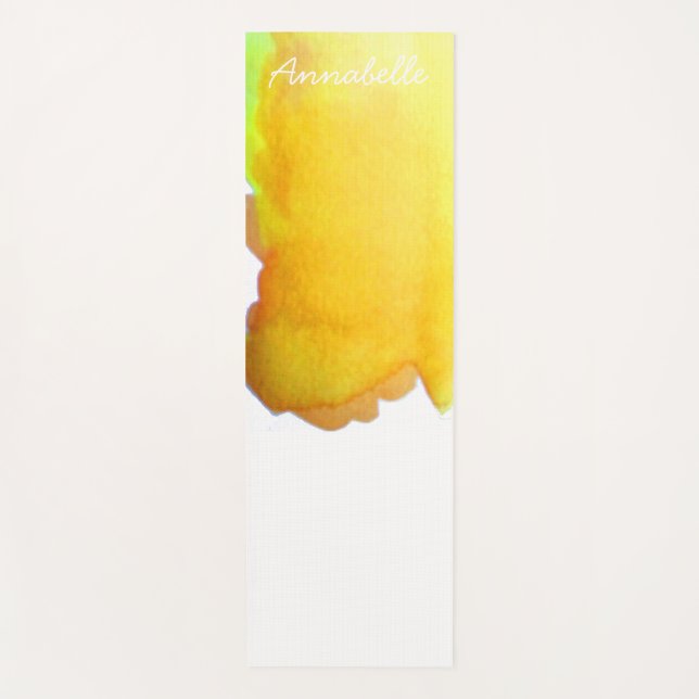 Watercolor yellow vibrant energetic art yoga mat (Front)