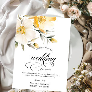 Watercolor Yellow White Flowers Rehearsal Dinner Invitation