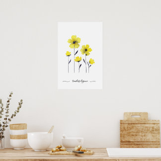 Watercolor Yellow Wild Flowers  Poster
