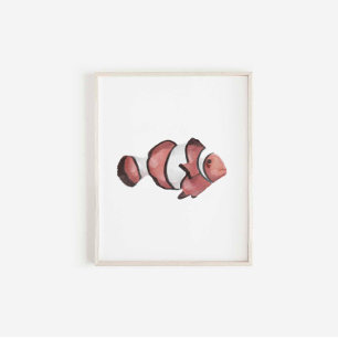 Watercolor yellowtail clownfish print