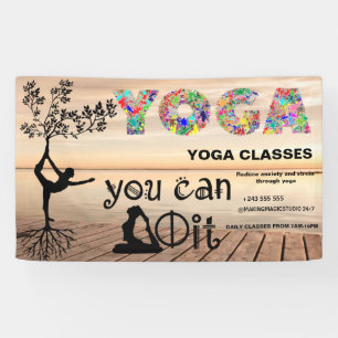 Watercolor Yoga boho Mediation instructor healer Banner