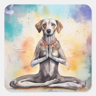 Watercolor Yoga Dog Square Sticker