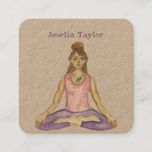 Watercolor Yoga Girl Teacher in Lotus Pose