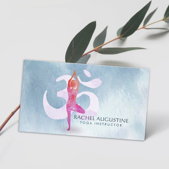 Watercolor Yoga Meditation Instructor Om Symbol Business Card (Creator Uploaded)