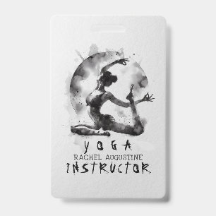 Watercolor Yoga Reiki One-Legged King Pigeon Pose ID Badge