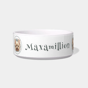 Watercolor Yorkie and Floral Wreath Bowl