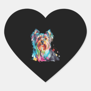 Watercolor Yorkshire Terrier Colourful Yorkie Dog  Heart Sticker