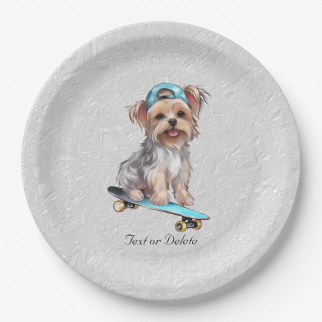 Watercolor Yorkshire Terrier Paper Plate (Front)