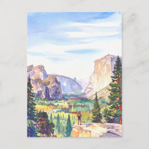 Watercolor Yosemite National Park Mountain Postcard