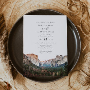 Watercolor Yosemite National Park Skyline Wedding Invitation