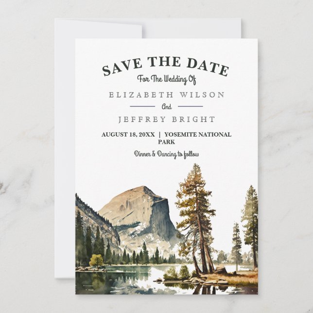  Watercolor Yosemite National Park Wedding Ca US I Invitation (Front)