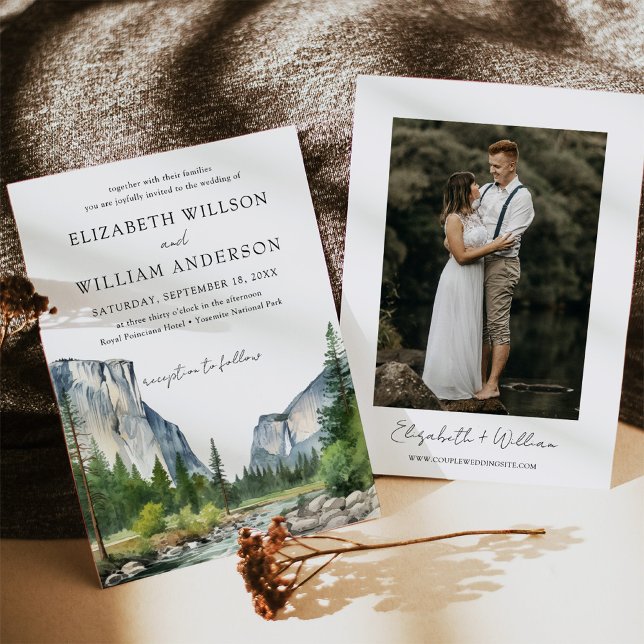 Watercolor Yosemite National Park Wedding Photo Invitation (Watercolor Yosemite National Park Wedding Photo Invitation)