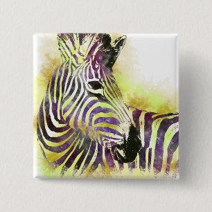 Watercolor Zeba 15 Cm Square Badge