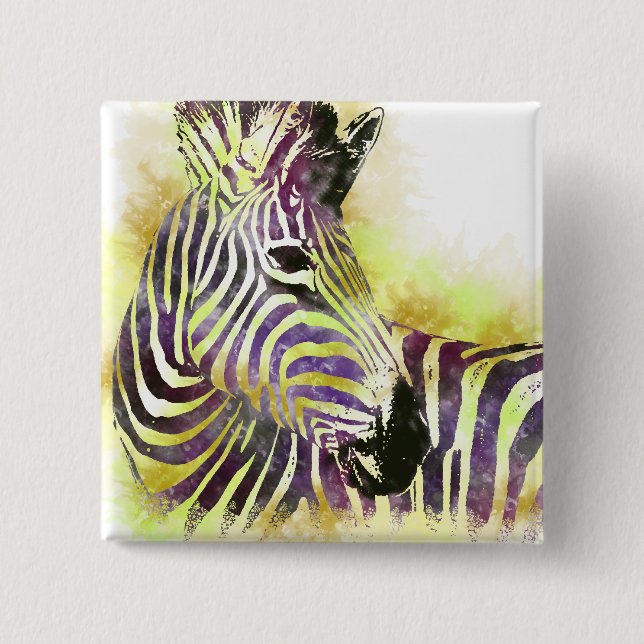 Watercolor Zeba 15 Cm Square Badge (Front)