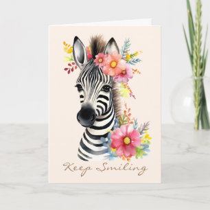 Watercolor Zebra and Floral Wreath Card