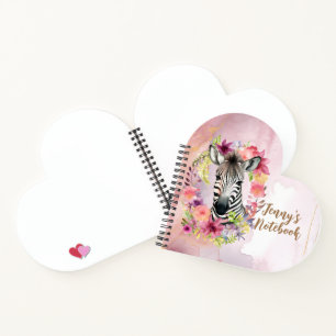 Watercolor Zebra and Floral Wreath Notebook