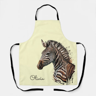 Watercolor zebra head decoration apron