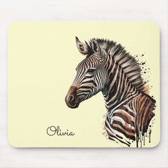 Watercolor zebra head decoration mouse pad (Front)