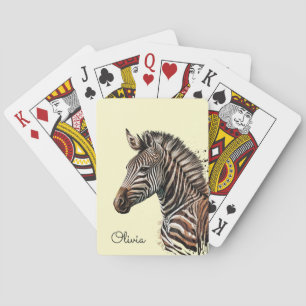 Watercolor zebra head decoration playing cards