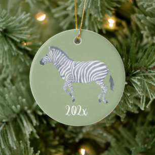 Watercolor Zebra Keepsake Customisable Ceramic Ornament