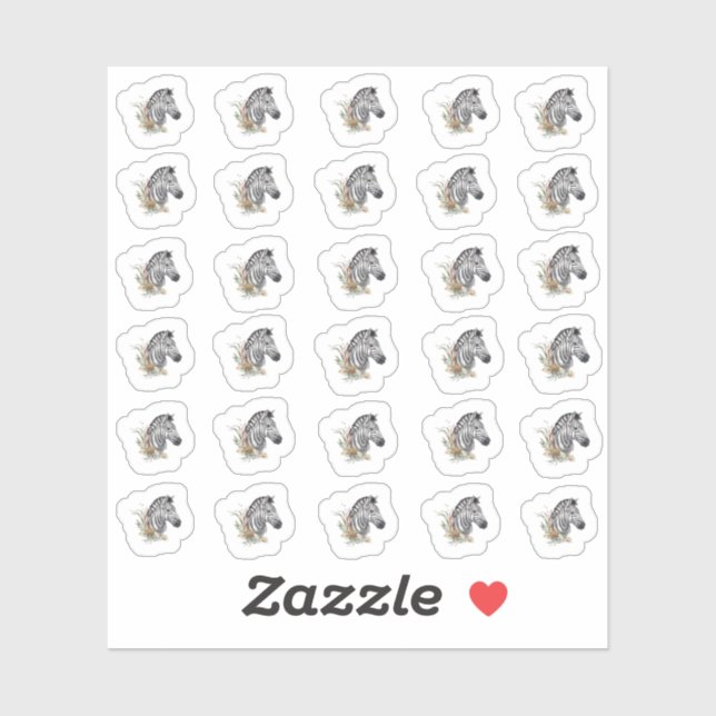 Watercolor Zebra Mini Stickers (Sheet)